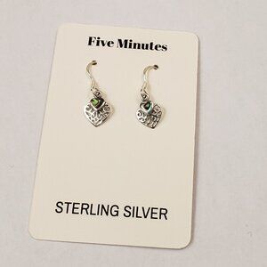 Five Minutes NWT sterling silver abalone shell double heart shape dangle earring